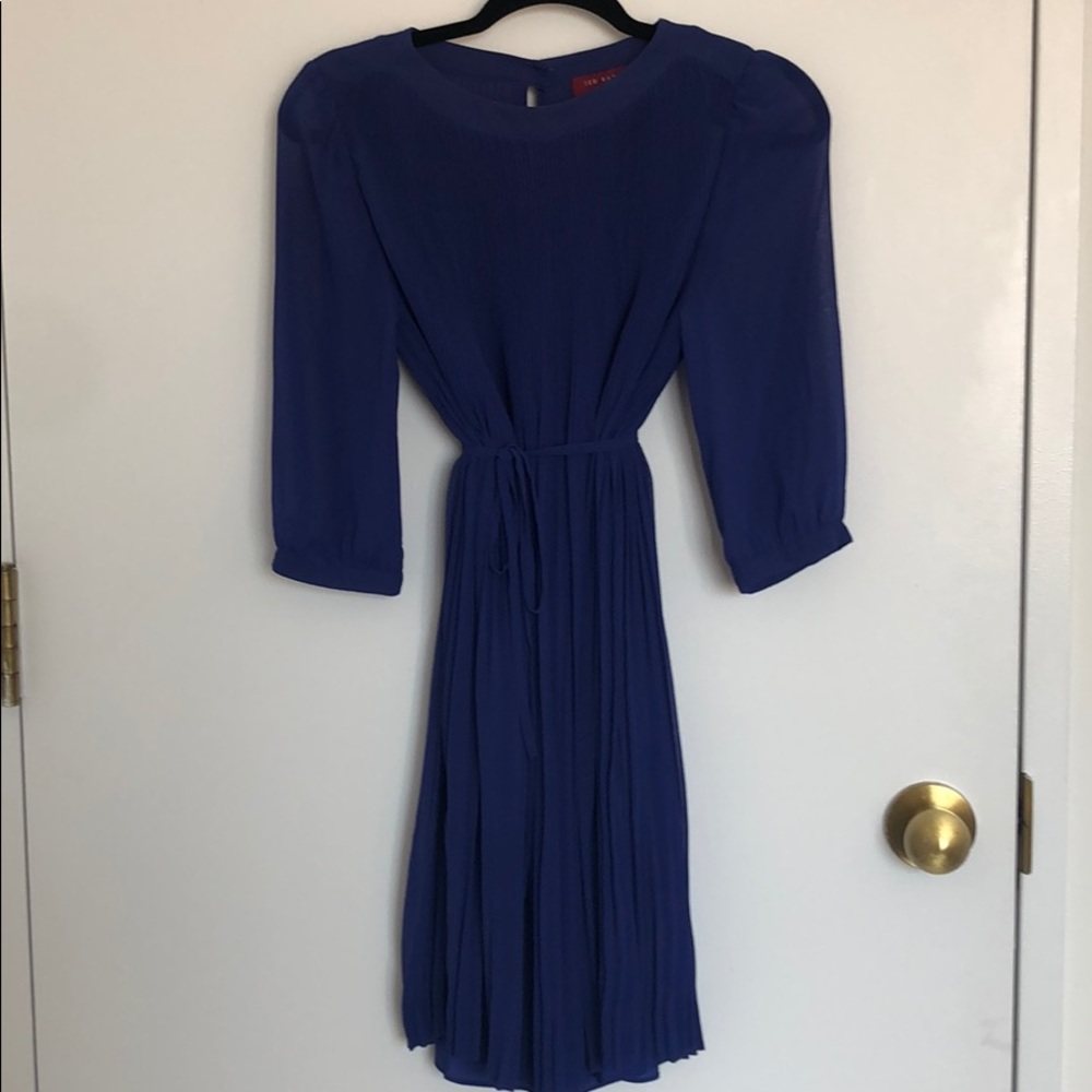 Ted Baker Royal Blue sheer pleated dress